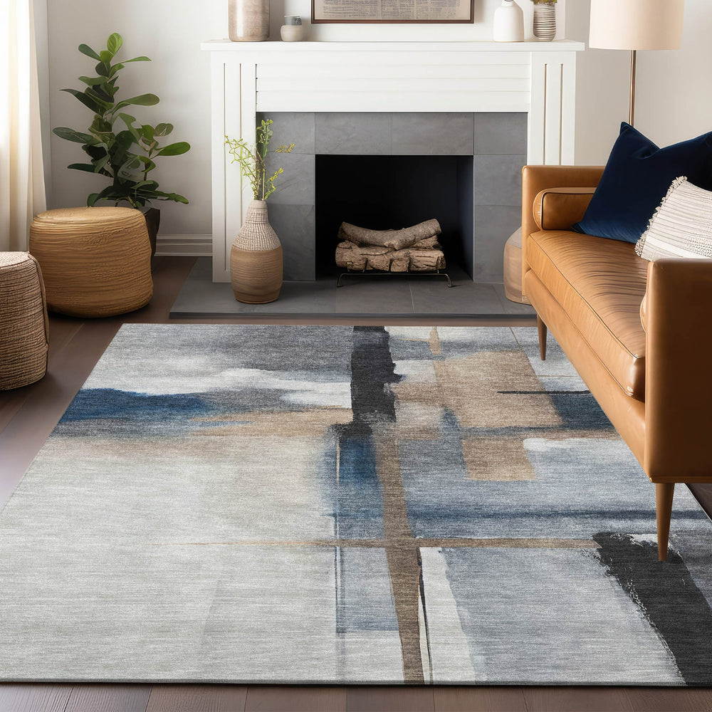 Dalyn Ravenna RN9 Blue Machine Washable Area Rug Lifestyle Image Feature