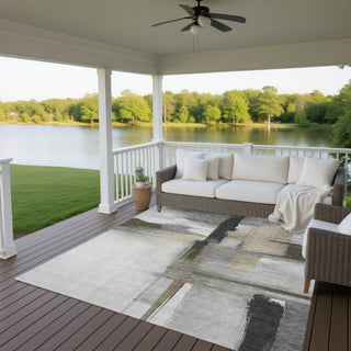 Dalyn Ravenna RN9 Gray Machine Washable Area Rug Outdoor Lifestyle Image Feature