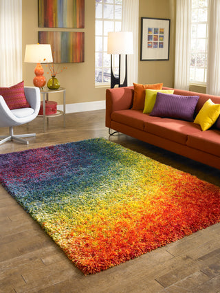 Loloi II Barcelona Shag BS-01 Rainbow Area Rug Roomscene