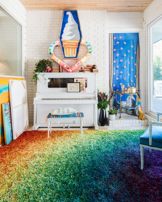 Loloi II Barcelona Shag BS-01 Rainbow Area Rug Roomscene Feature