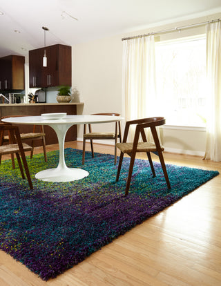 Loloi II Barcelona Shag BS-03 Peacock / Lime Area Rug Roomscene Feature