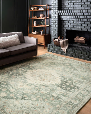 Loloi Rosette ROS-08 Teal/Ivory Area Rug Lifestyle Image Feature