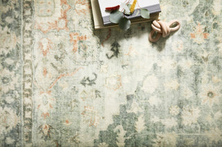 Loloi Rosette ROS-08 Teal/Ivory Area Rug Lifestyle Image Feature