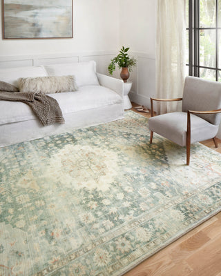 Loloi Rosette ROS-08 Teal/Ivory Area Rug Lifestyle Image Feature