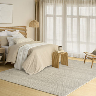 Nourison Pure Rows ROW01 Ivory Grey Area Rug by DKNY Room Image Feature