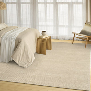 Nourison Pure Rows ROW01 Ivory Taupe Area Rug by DKNY Corner Image