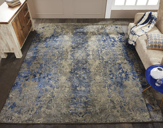 Ancient Boundaries Raphael RAP-05 Sapphire/Pewter Area Rug Lifestyle Image Feature