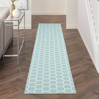 Nourison Reversible Indoor Outdoor RVB01 Aqua Area Rug Corner Image
