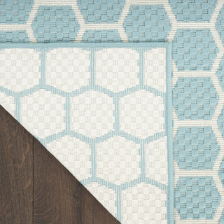 Nourison Reversible Indoor Outdoor RVB01 Aqua Area Rug Corner Image