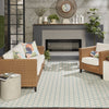 Nourison Reversible Indoor Outdoor RVB01 Aqua Area Rug Room Image Feature