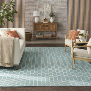 Nourison Reversible Indoor Outdoor RVB01 Aqua Area Rug Corner Image