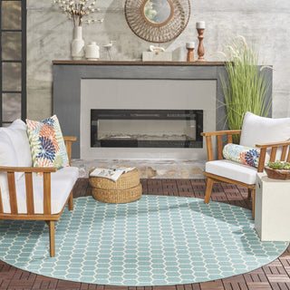 Nourison Reversible Indoor Outdoor RVB01 Aqua Area Rug Room Image Feature