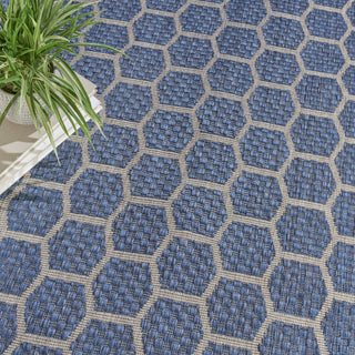 Nourison Reversible Indoor Outdoor RVB01 Blue Area Rug Corner Image