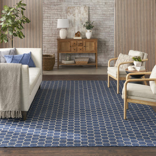 Nourison Reversible Indoor Outdoor RVB01 Blue Area Rug Corner Image