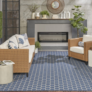 Nourison Reversible Indoor Outdoor RVB01 Blue Area Rug Room Image Feature