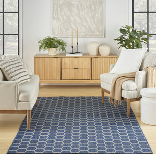 Nourison Reversible Indoor Outdoor RVB01 Blue Area Rug Corner Image