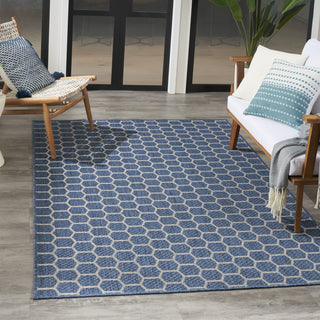 Nourison Reversible Indoor Outdoor RVB01 Blue Area Rug Room Image Feature