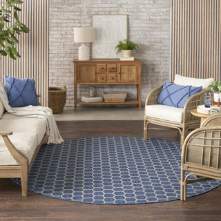 Nourison Reversible Indoor Outdoor RVB01 Blue Area Rug Corner Image