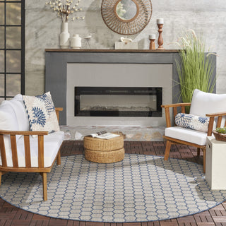 Nourison Reversible Indoor Outdoor RVB01 Blue Area Rug Room Image Feature