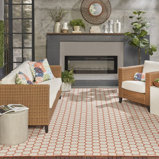 Nourison Reversible Indoor Outdoor RVB01 Coral Area Rug Room Image Feature