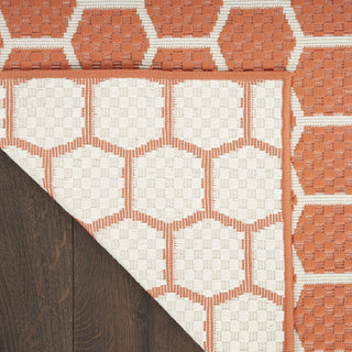 Nourison Reversible Indoor Outdoor RVB01 Coral Area Rug Corner Image