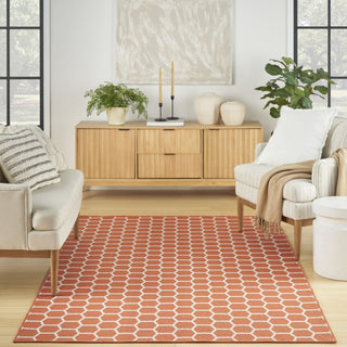 Nourison Reversible Indoor Outdoor RVB01 Coral Area Rug Corner Image