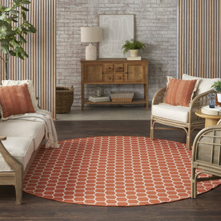 Nourison Reversible Indoor Outdoor RVB01 Coral Area Rug Corner Image