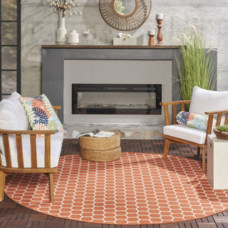 Nourison Reversible Indoor Outdoor RVB01 Coral Area Rug Room Image Feature