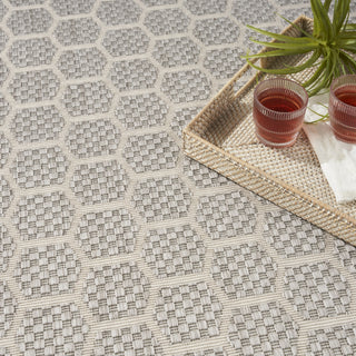 Nourison Reversible Indoor Outdoor RVB01 Grey Area Rug Corner Image