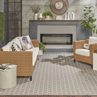 Nourison Reversible Indoor Outdoor RVB01 Grey Area Rug Room Image Feature