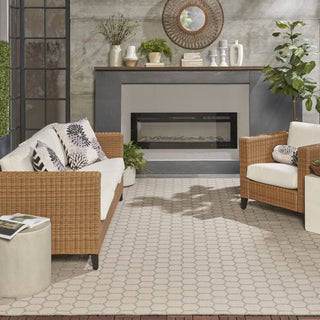 Nourison Reversible Indoor Outdoor RVB01 Grey Area Rug Room Image Feature