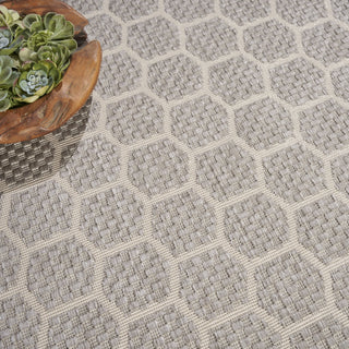 Nourison Reversible Indoor Outdoor RVB01 Grey Area Rug Corner Image