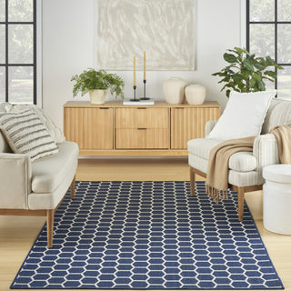 Nourison Reversible Indoor Outdoor RVB01 Navy Area Rug Corner Image