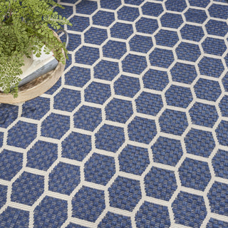 Nourison Reversible Indoor Outdoor RVB01 Navy Area Rug Corner Image