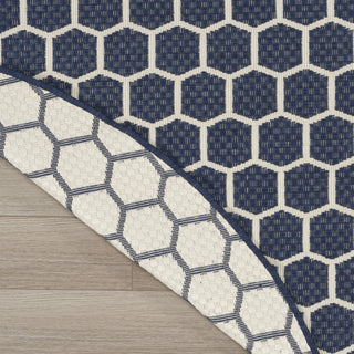 Nourison Reversible Indoor Outdoor RVB01 Navy Area Rug Corner Image