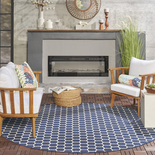 Nourison Reversible Indoor Outdoor RVB01 Navy Area Rug Room Image Feature