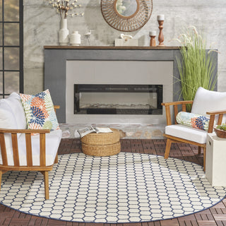 Nourison Reversible Indoor Outdoor RVB01 Navy Area Rug Room Image Feature