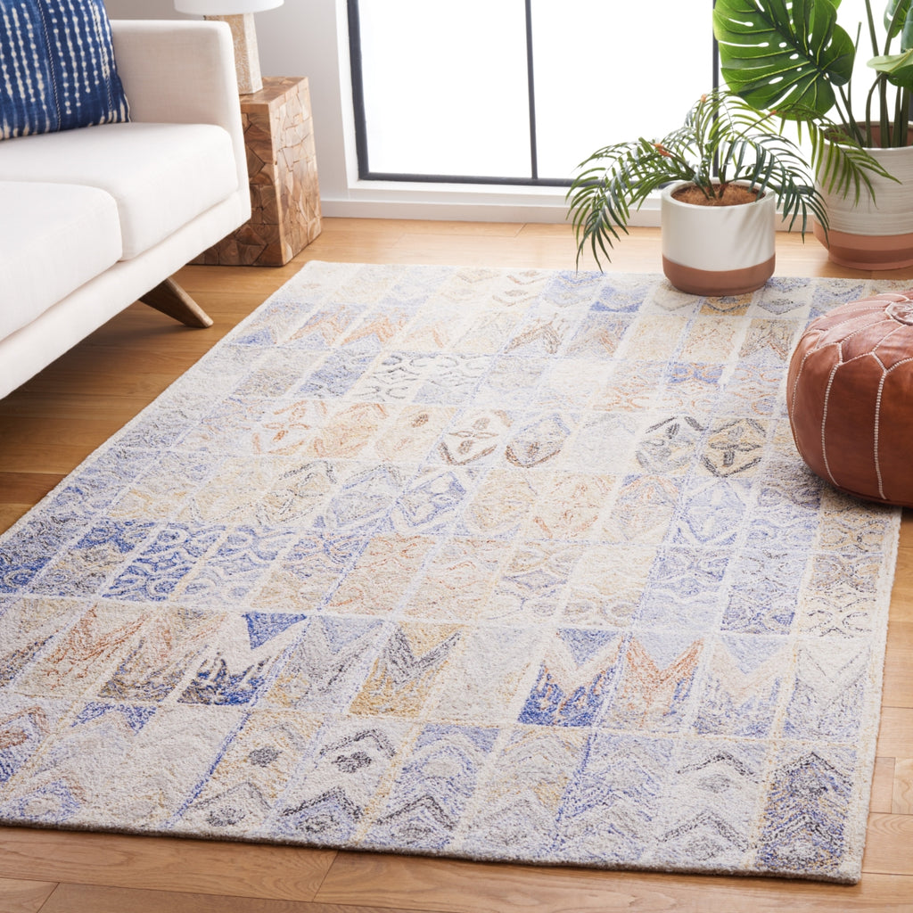 Safavieh Abstract ABT213M Blue / Rust Area Rug Room Scene Feature