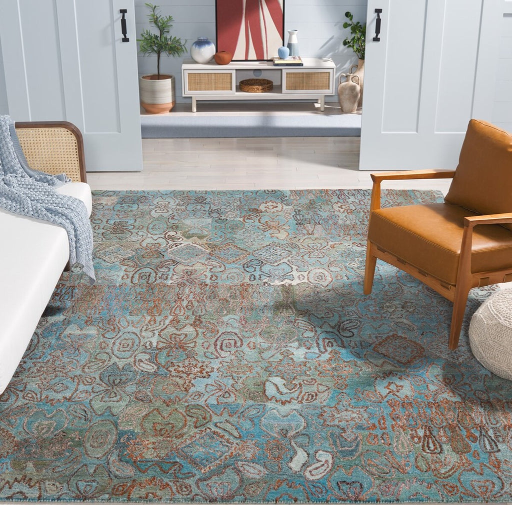 Safavieh Anatolia AN403J Teal / Green Area Rug Room Scene Feature