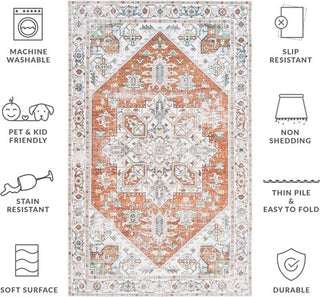 Safavieh Arizona ARZ120 Ivory / Rust Machine Washable Area Rug