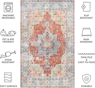 Safavieh Arizona ARZ126 Rust / Aqua Machine Washable Area Rug