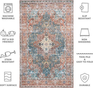 Safavieh Arizona ARZ126 Rust / Blue Green Machine Washable Area Rug