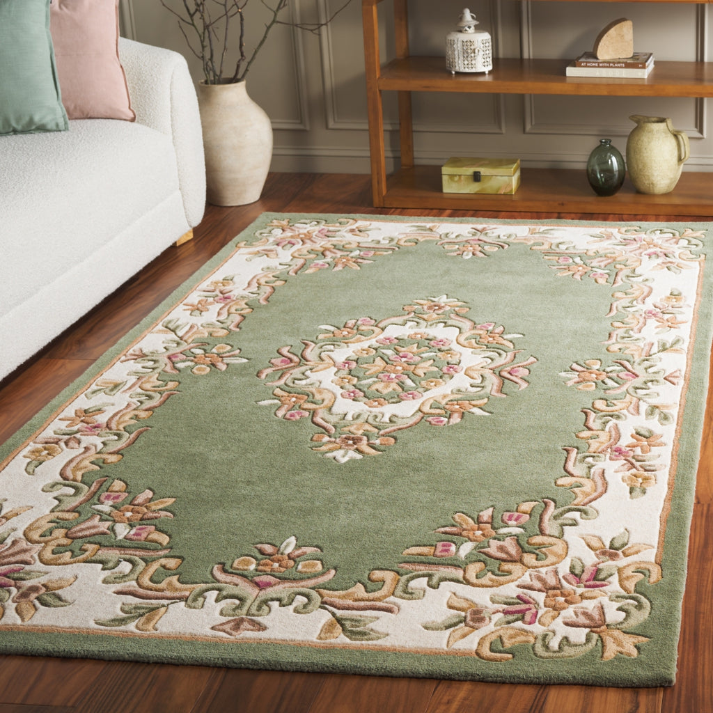 Safavieh Aubusson AUB301Y Green / Ivory Area Rug Room Scene Feature