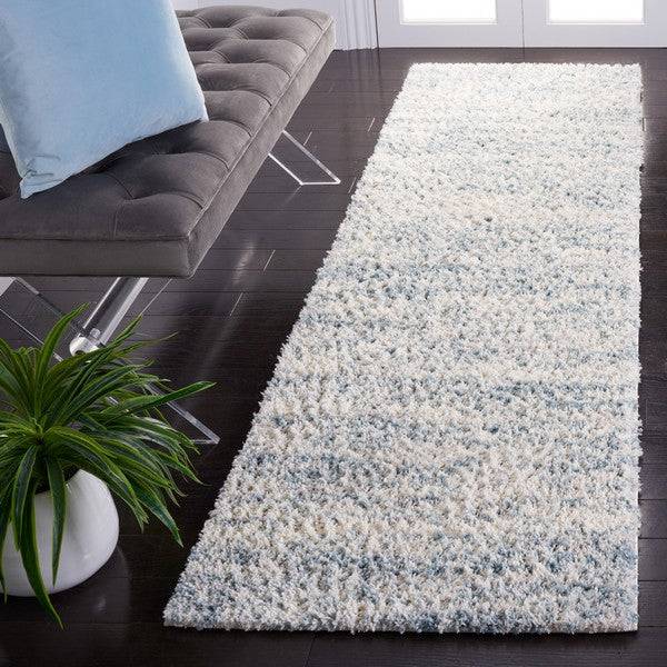 Safavieh Berber Shag BER563J Ivory / Light Aqua Area Rug Room Scene Feature
