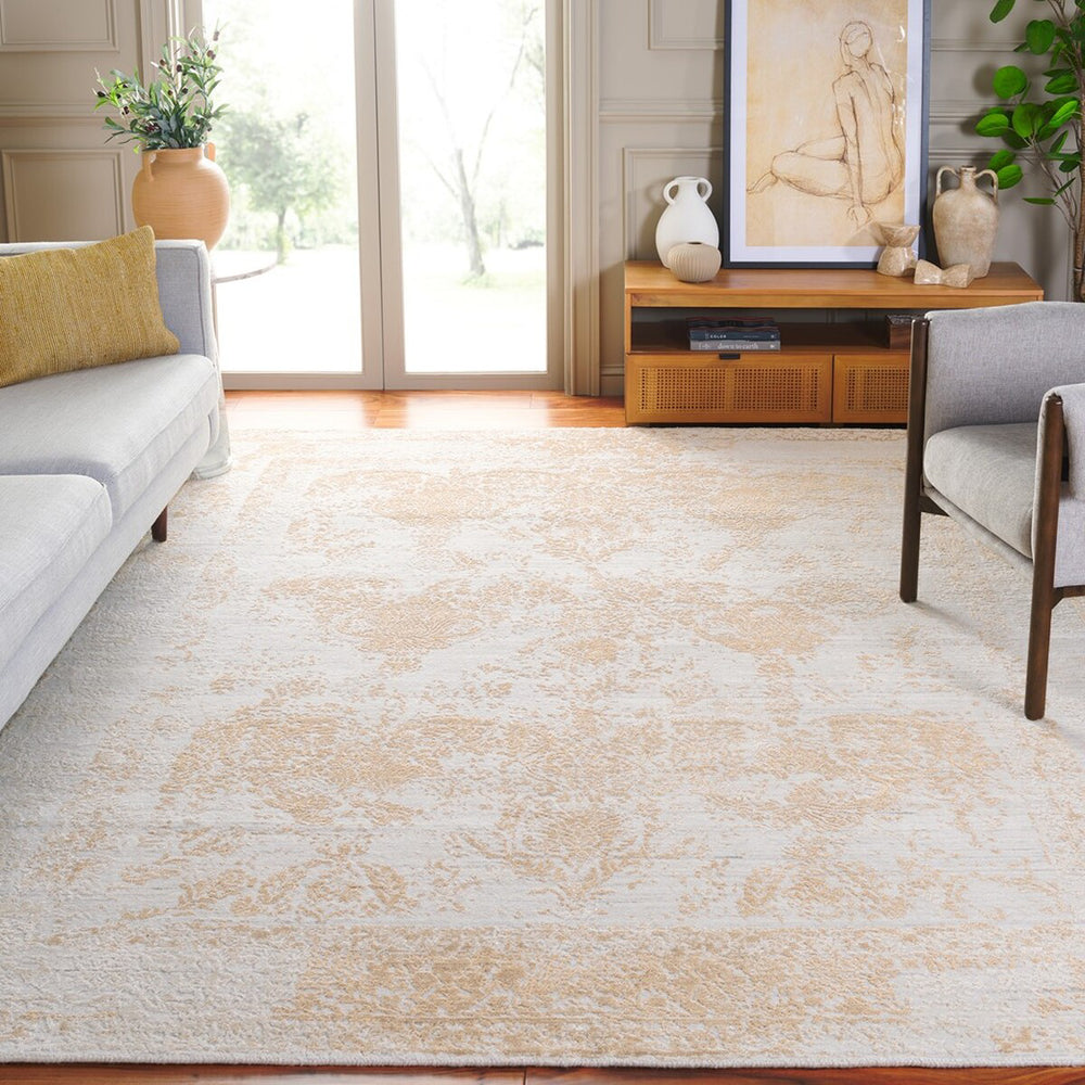 Safavieh Bedford BFD102D Beige / Gold Area Rug Room Scene Feature