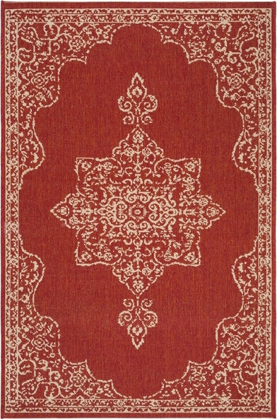 Safavieh Beach House BHS180 Red / Creme Area Rug