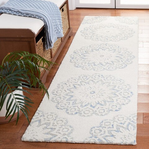 Safavieh Blossom BLM108M Ivory / Blue Area Rug Room Scene Feature