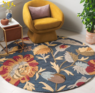 Safavieh Blossom BLM405N Navy / Red Area Rug Room Scene Feature