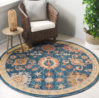 Safavieh Blossom BLM407N Navy / Brown Area Rug Room Scene