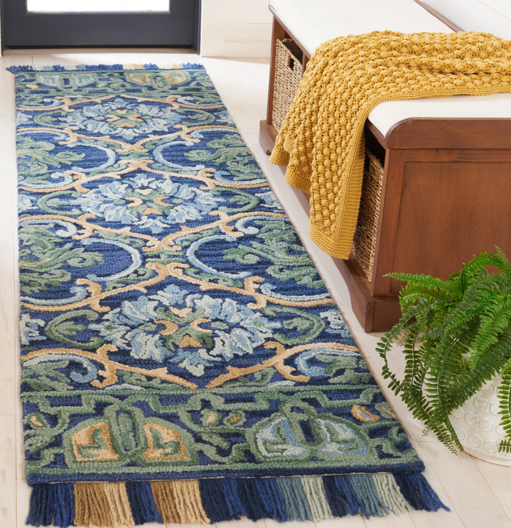 Safavieh Blossom 422 Navy/Green Area Rug Room Scene Feature